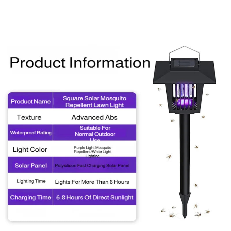 Anti-mosquito solar garden light lighting dual-purpose ground plug-in light square electronic mosquito killer light dual-purpose