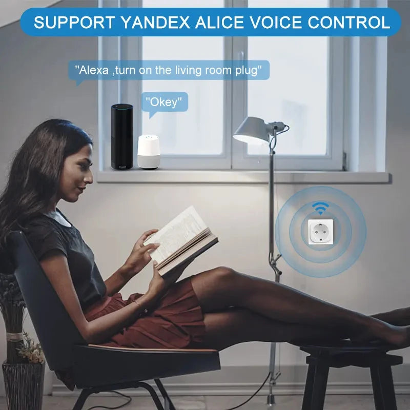 16A/20A Smart Plug WiFi Socket EU With Power Monitor Timing Function  Works With Tuya Smart Life APP Control Alexa Google Home