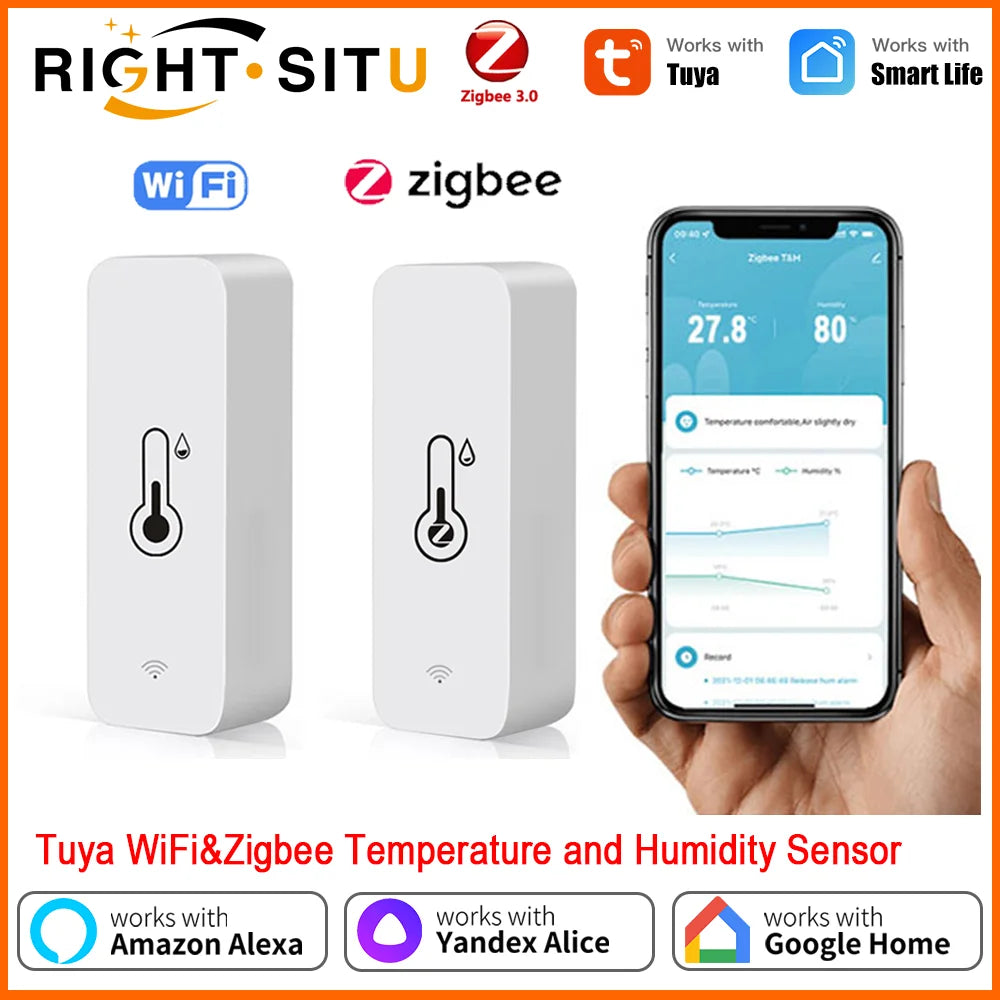 Tuya Zigbee WiFi Temperature Humidity Sensor APP SmartLife Remote Control For Smart Home WorkWith Alexa Google Assistant