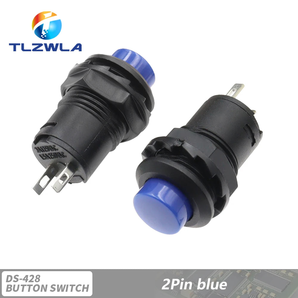 6PCS Self-Lock /Momentary Pushbutton Switches DS228 DS428 12mm OFF- ON Push Button Switch 3A /125VAC 1.5A/250VAC DS-228 DS-428