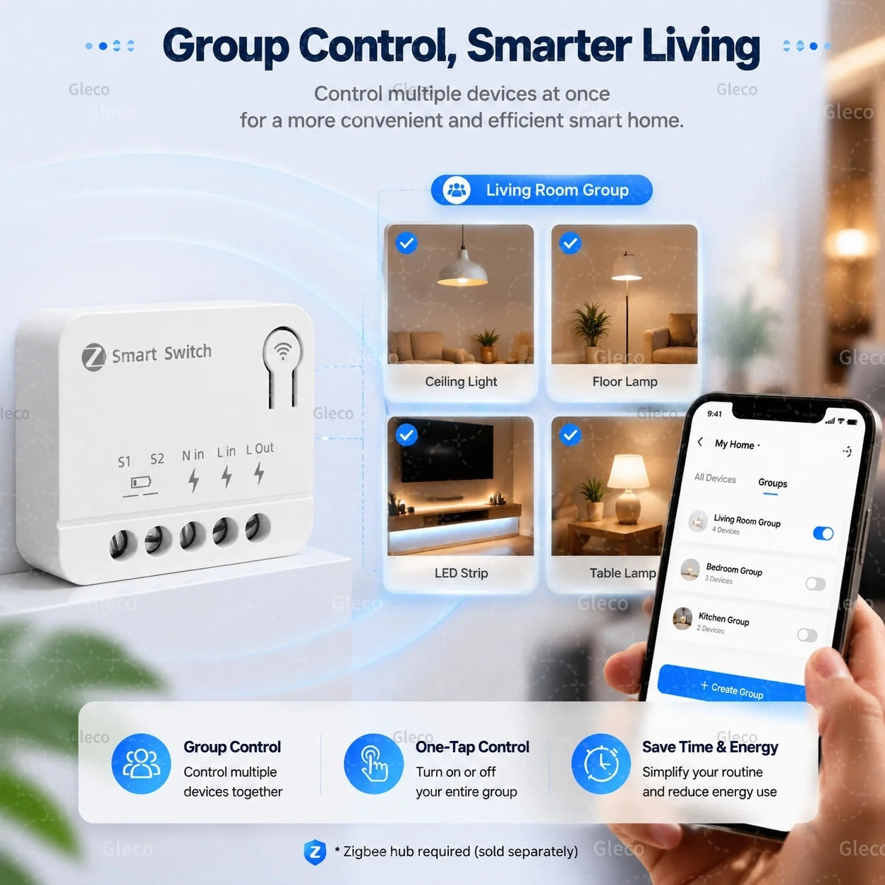 Zigbee TUYA 1/2/3Gang Mini Smart Switch Module 10A/16A DIY Relay Switches Breaker Works With Alexa Google Home Assistant 2MQTT