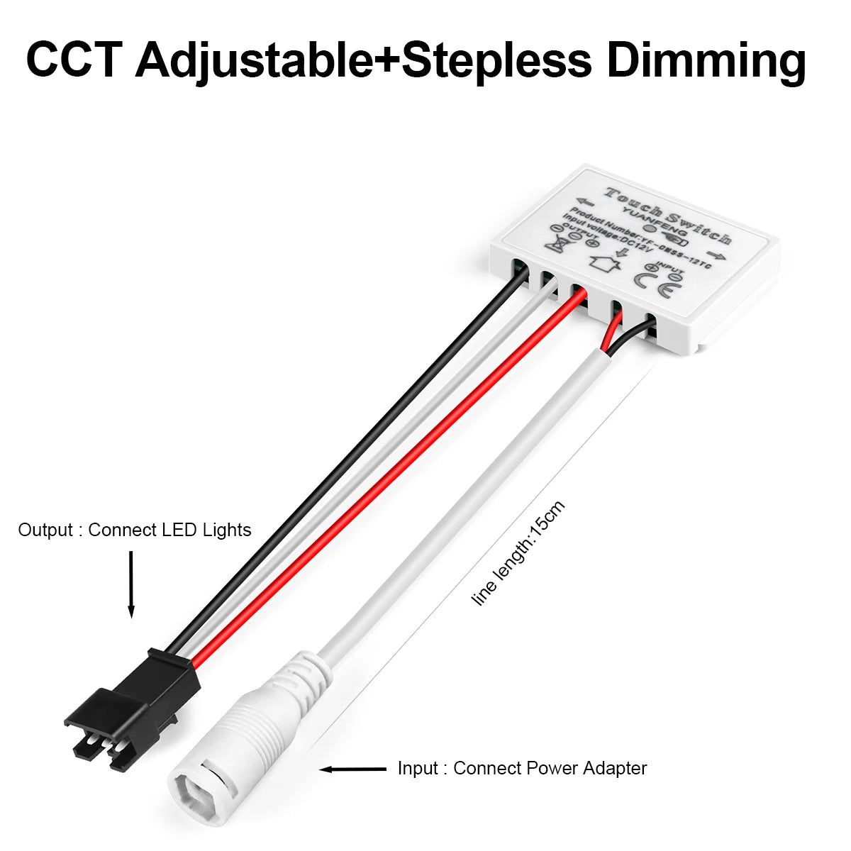 12V 5A LED Dimmer Switch Capacitive CCT Adjustable Touch Sensor Switch For Bathroom Mirror Light Backlight Decoration