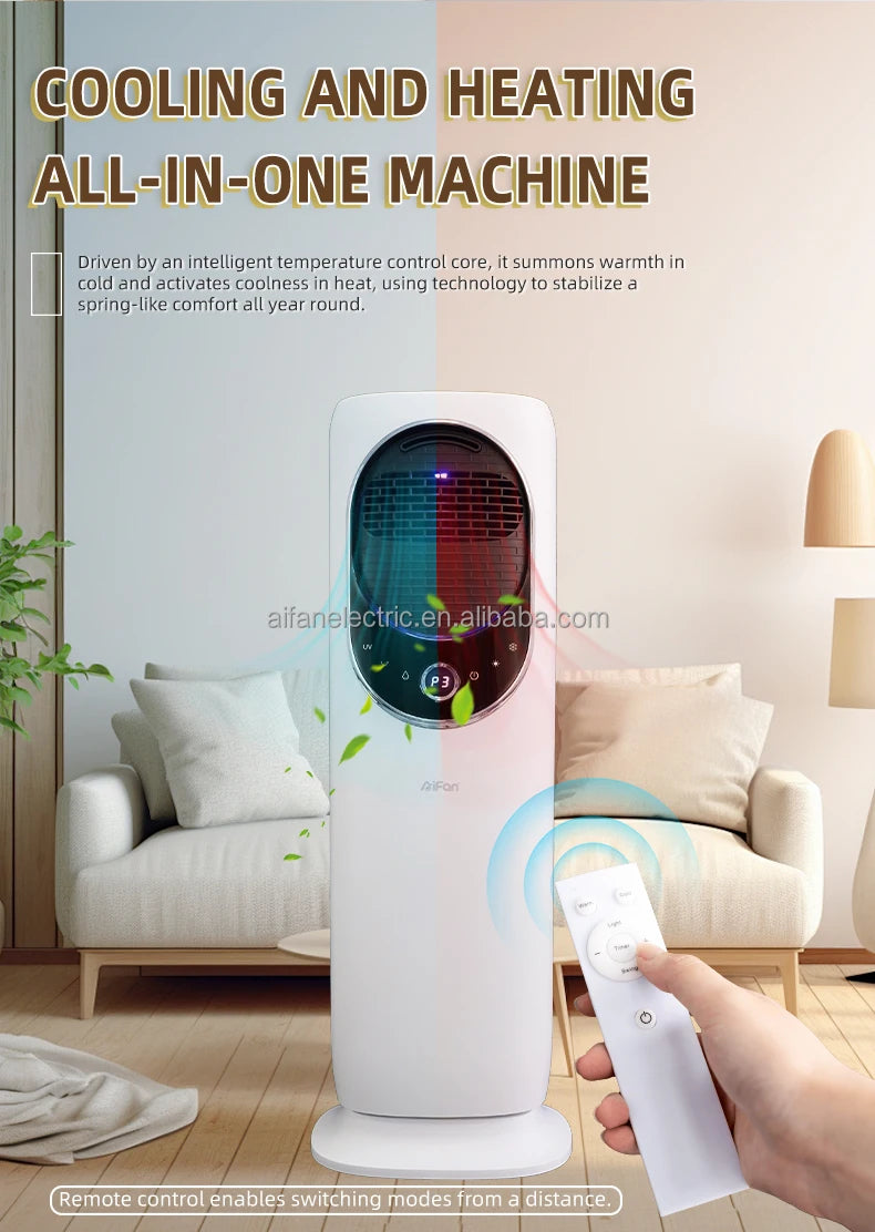 New Smart Fan Cooling Purpose Office Home Indoor Portable Bladeless Electric Fan Heater with Remote Controller