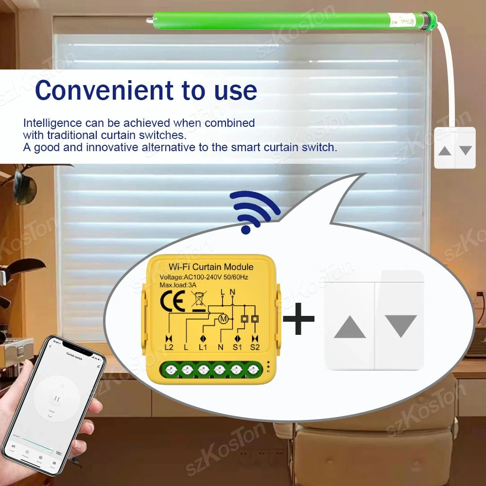 Tuya Curtain Motor Smart Switch ZigBee WiFi RF433 3 Options Roller Blinds Shutter Motor Switch Controller Voice for Alexa Google