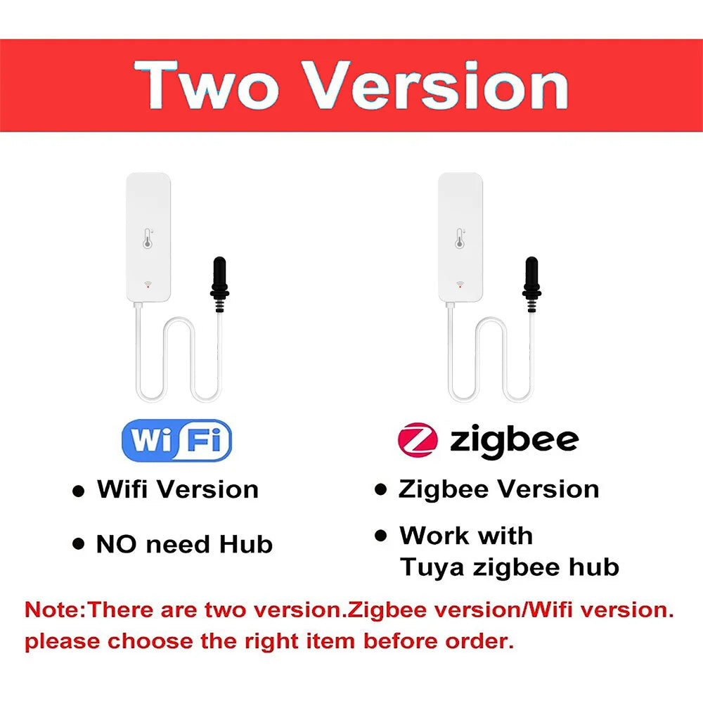 Tuya Temperature Humidity Sensor With External Probe Smart Home WiFi/Zigbee Hygrometer For Fridge Water Pool Thermostat Alarm