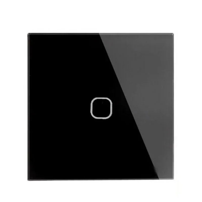 Touch Switch EU/UK Standard White Crystal Glass Panel Touch Switch, AC220V,1 Gang 1 Way, EU Light Wall Touch Screen Switch