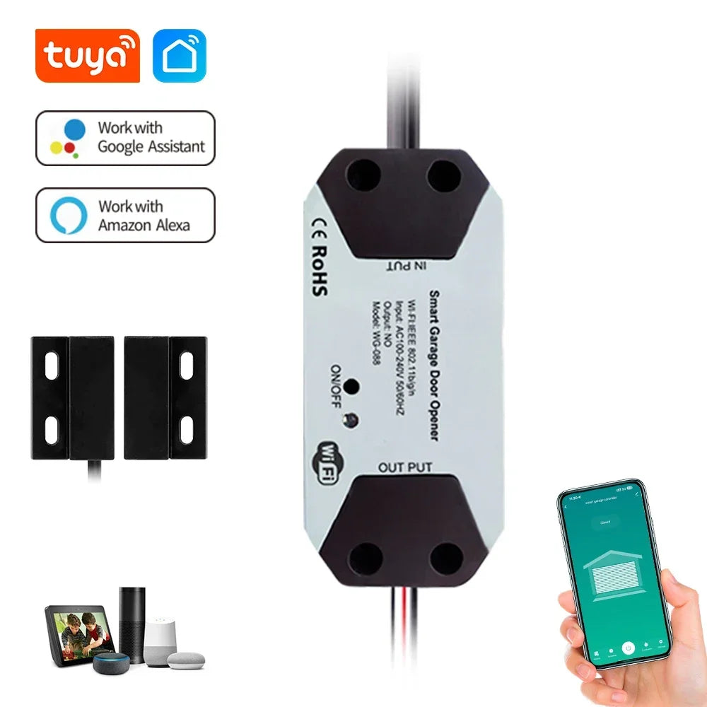 Tuya WiFi Switch Smart Garage Door Opener Controller Smart Home Module Smart Life APP Remote Control Supports Alexa Google Home