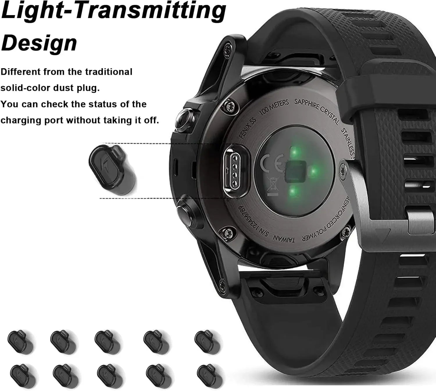 TPU Dust Plug Case Protector Cap for Garmin Fenix 8 8X 7 Pro 7X 6X Pro Enduro 2 Tactix 7 Pro Charging Port Dustproof Plug Cover