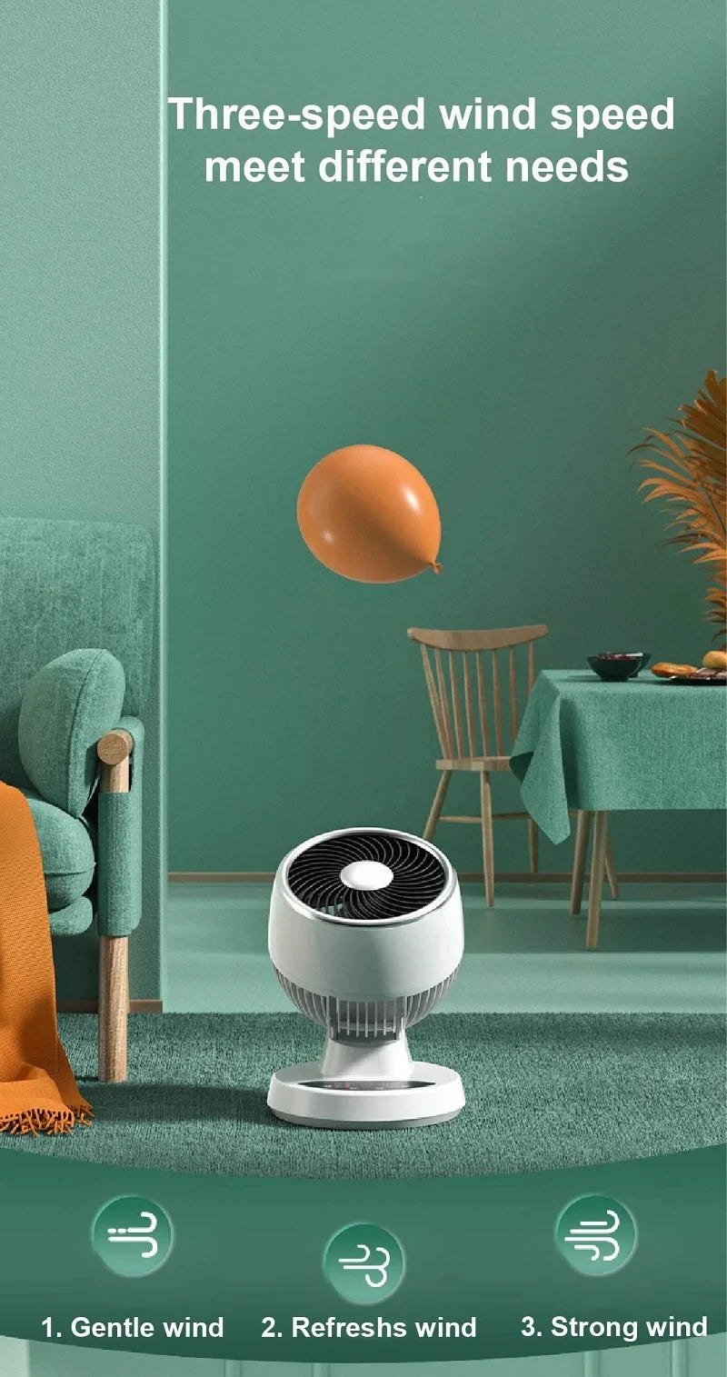USB Smart Air Circulation Fan Electric Fan Floor Fan Silent Desktop Turbine Dormitory 3 Gear Cooling Timed Electric Fan Summer