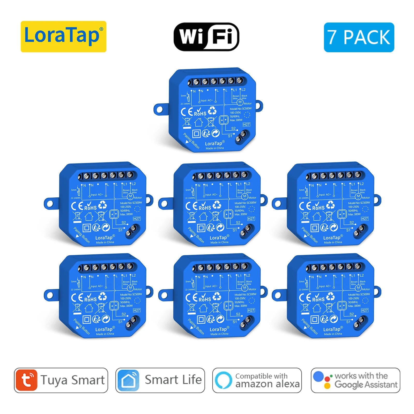Wireless Roller Shutter Blinds Switch for Tubular Motors Percentage Progress Tuya Smart Life App Remote Control Google Assistant