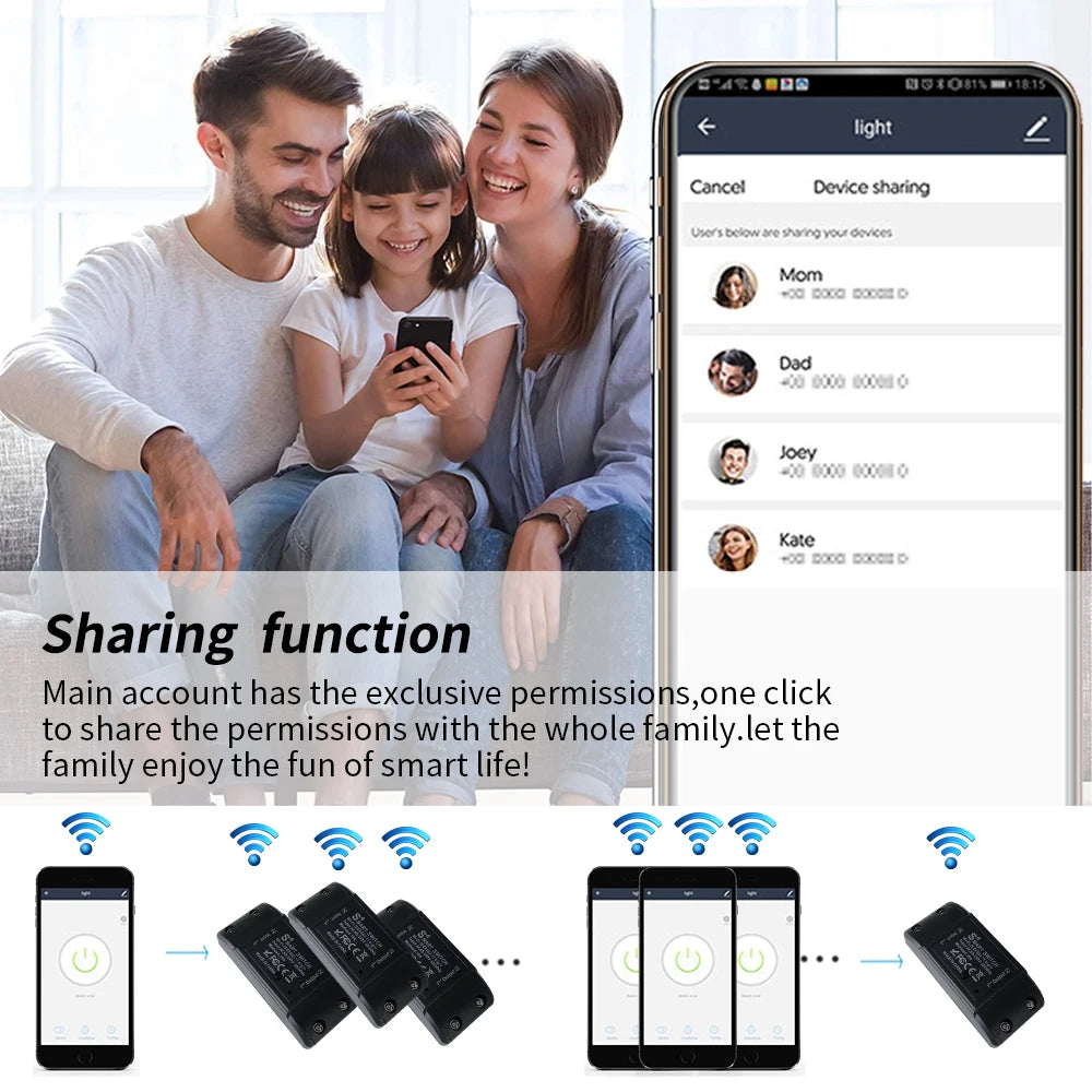 Tuya WiFi Switch DIY MINI Smart Home Switch Relay Module Smart Life APP Wireless Voice Remote Control Timer Switch Alexa