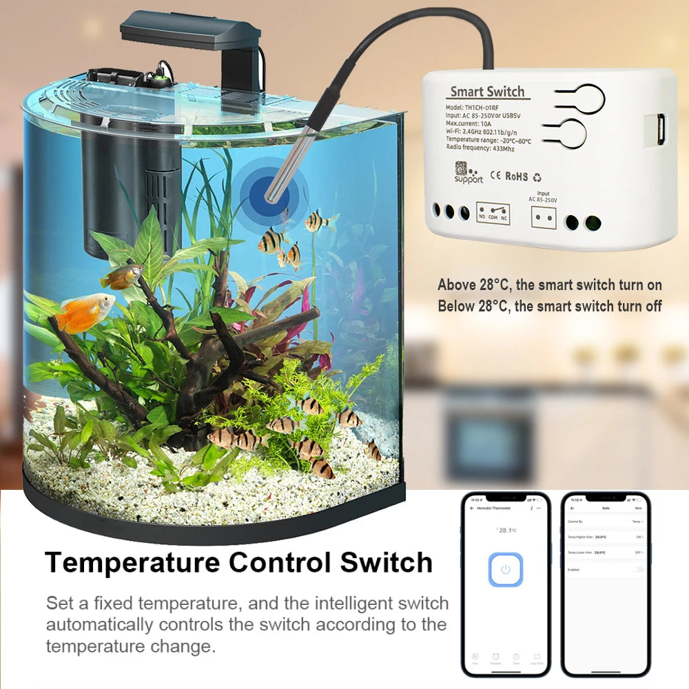 Smart Temperature Humidity Wifi Switch 10A 2000W Intelligent Monitoring Thermostat Compatible with Ewelink Alexa Google Home