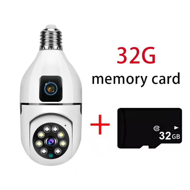 8MP E27 Bulb Surveillance Camera Wifi Camera Dual Lens Security Wireless Baby Monitor Two-way Automatic Human Tracking Monitor