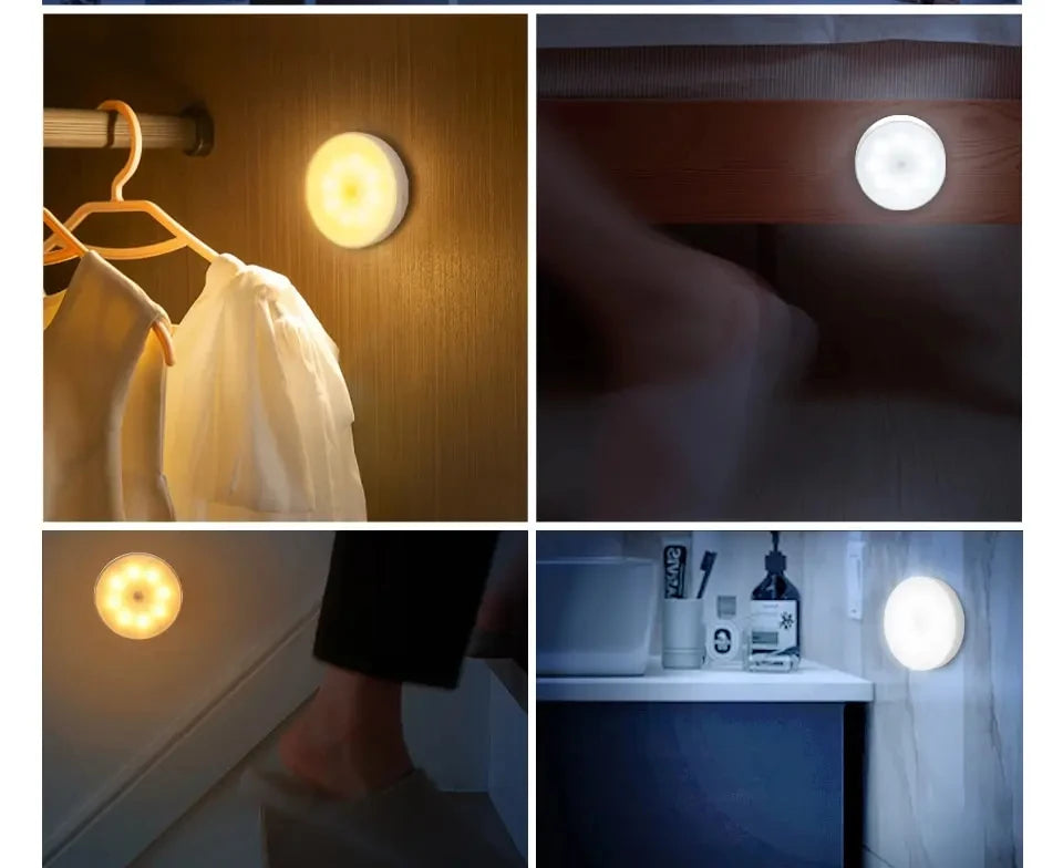 PIR Motion Sensor LED Night Light USB Rechargeable Bedroom Night Lamp Kitchen Cabinet Wardrobe Lamp Stairs Hallway Closet Lights