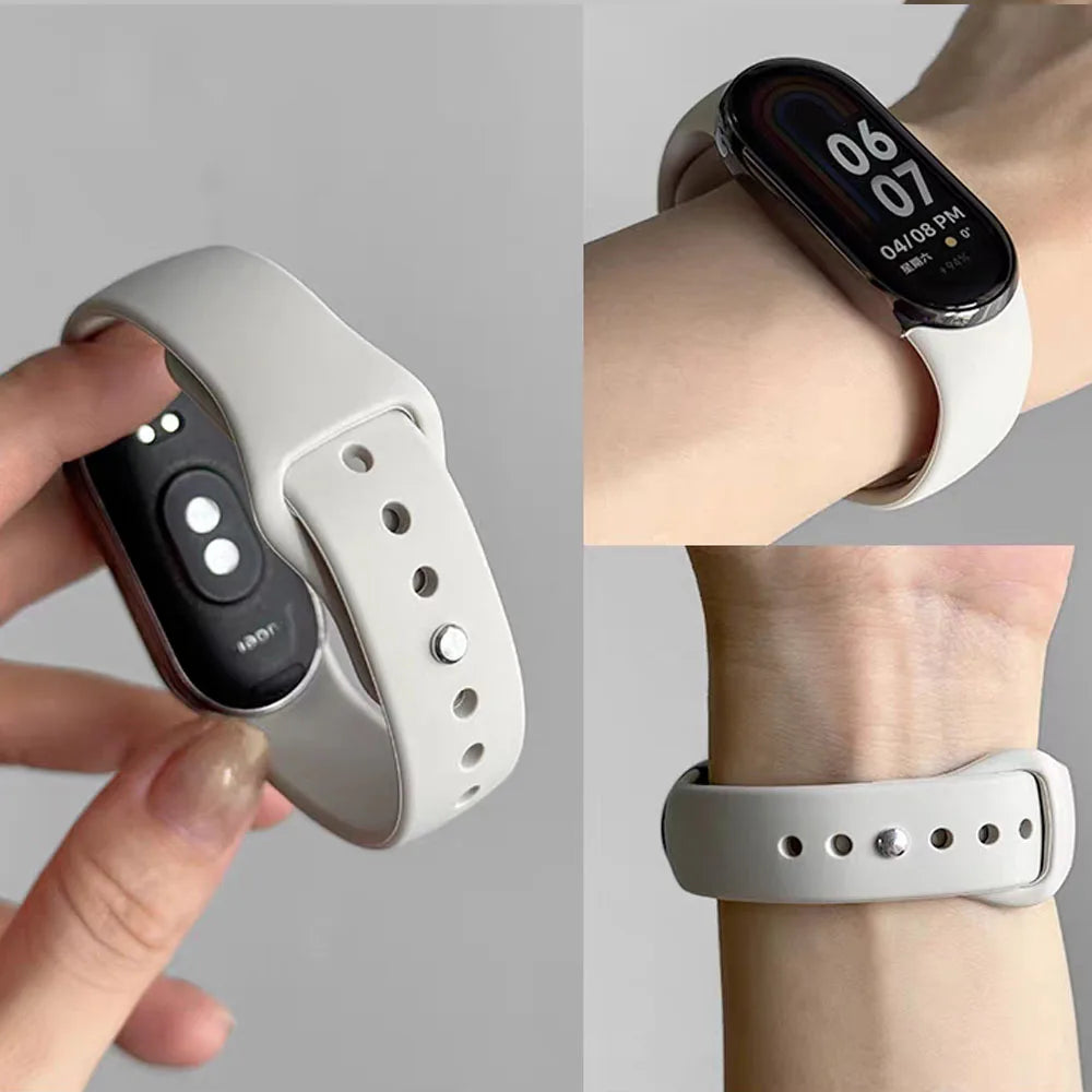 Soft Silicone Strap for Xiaomi Mi Band 10 9 8 NFC Smart Watch Sport Replaceable Bracelet Correa for Mi Band 10 Breathable Strap