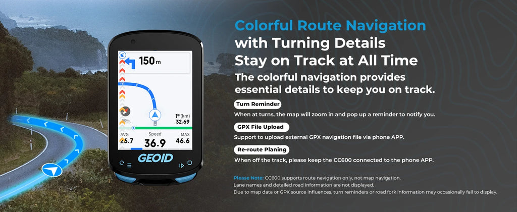 GEOID GPS Bike Computer Smart Navigation Color Screen Odometer Wireless ANT+ WIFI Cycling Speedometer