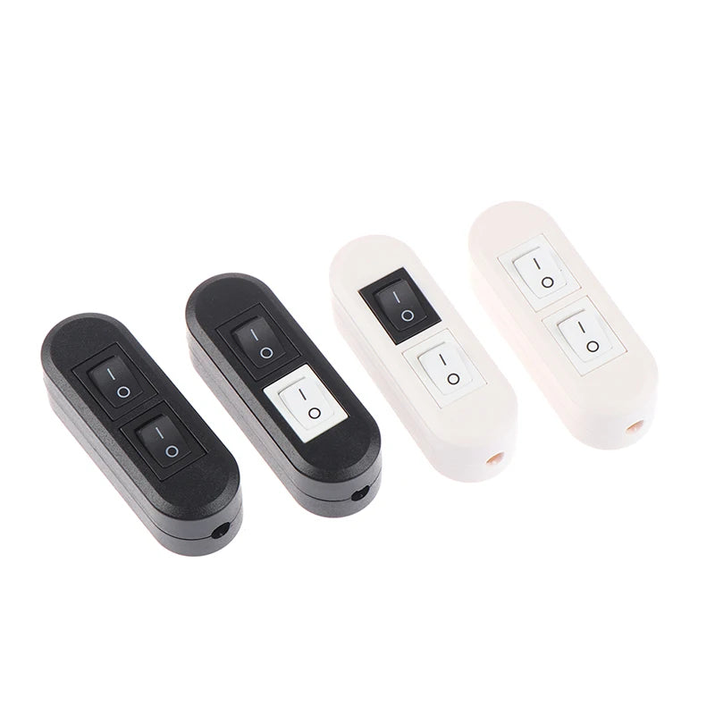 Inline Cord Switch AC 250V 10A Duplex On/Off Feed-Through For Bedroom Table Lamp Desk Light Two-button Boat Shape Switch