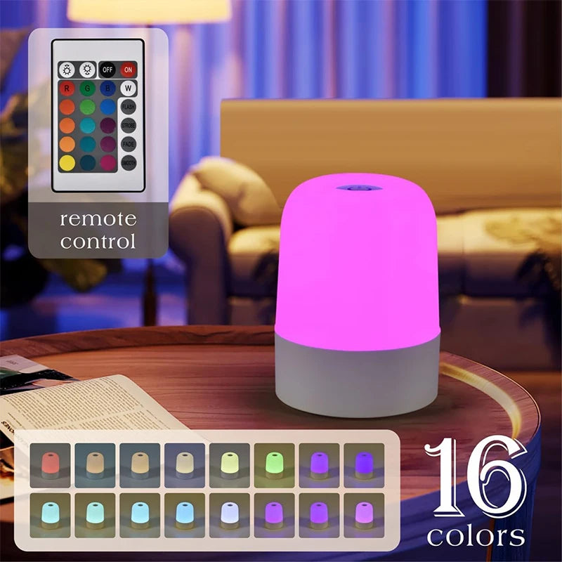 Night Light 16 Colors RGB Dimmable Small Lamp,Portable Stepless Dimming Touch Lamps for Bedroom, Color Changing LED Lights