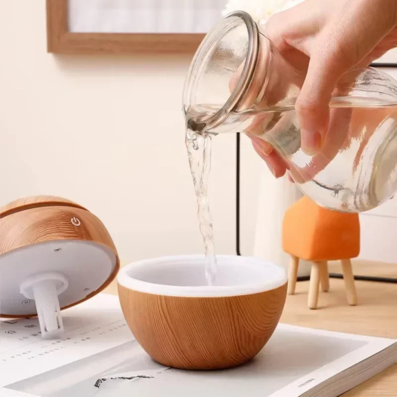Mini Woodgrain Ultrasonic USB Essential Oil Diffuser Portable Desktop Aromatherapy Air Humidifier for Home Office Use