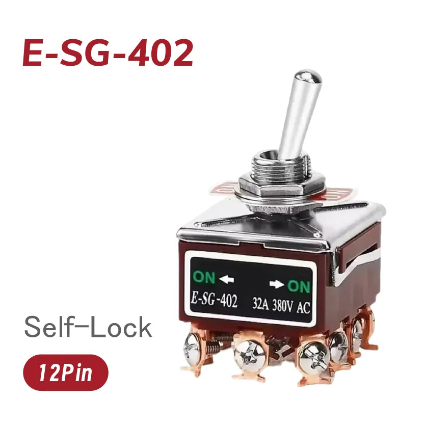 Heavy-Duty E-SG-SERIES Rocker Switch 32A 250VAC Self-Lock Reset with Multiple Pin Options 2-12 Pin