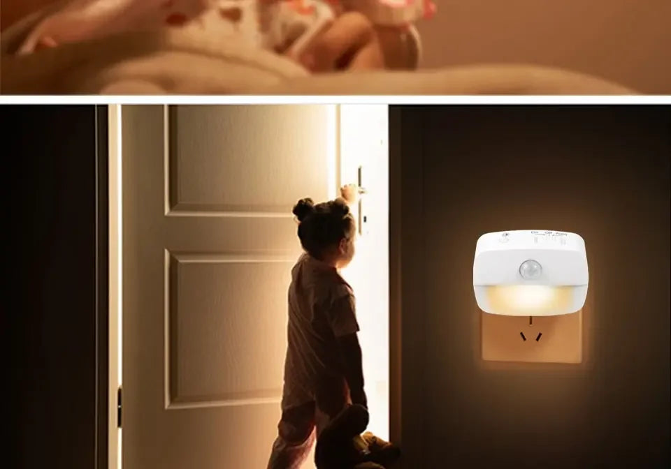 AC85-265V Led Night Light with Motion Sensor EU US Socket PIR Human Infrared Induction Lamp Plug in Wall Bedroom Hallway 3 Color