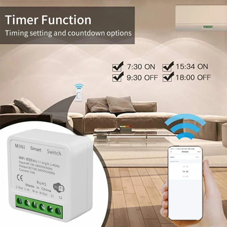 Tuya Smart WiFi Switch 16A 20A Breaker RF433Mhz Relay Module 2-way Control Smart Life APP Remote Support Alexa Google Home