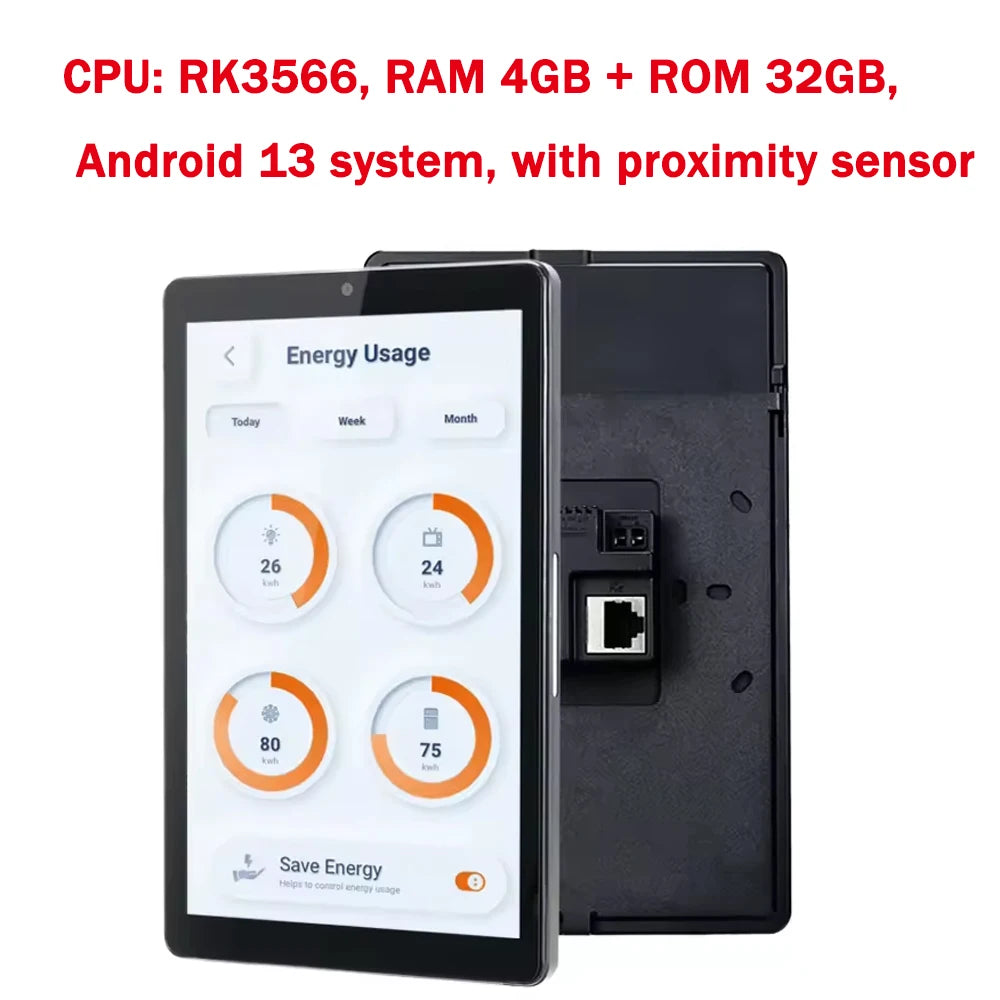 2026 New Wall-Mounted Android 13/14 OS, PoE Tablet Smart Home Control Panel, Built-in Proximity Sensor, RS485, RJ45, Camera, LED