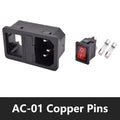 5/20Pcs AC-01 10A Fuse Rocker Switch AC Power Socket ON OFF AC Switches AC01 AC Electrical Connector with Red Lamp