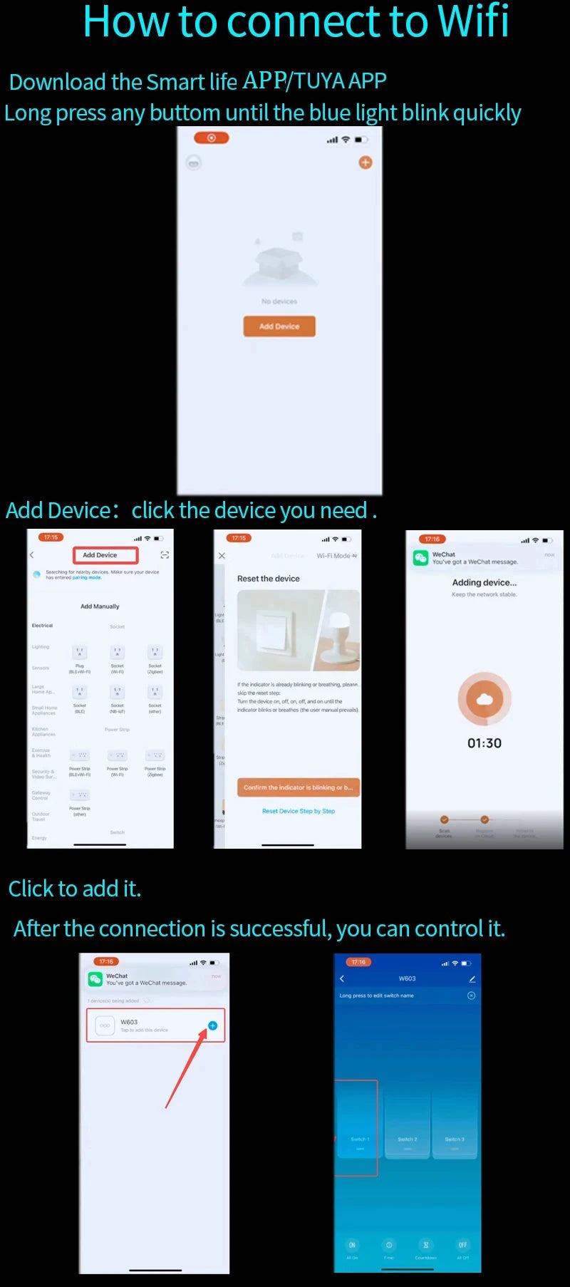 Smart Switches US Neutral Wire/No Neutral Wire Required 1/2/3/4 Gang Light WiFi Touch Switch Works with Tuya Smart Life App