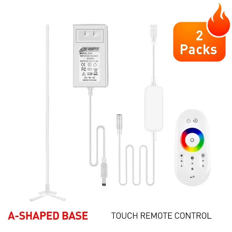 200cm White RGBIC Smart Corner Floor Lamp Tuya App & Remote ControlAdjustable Colors & Effects Modern Standing Light Home Dcorat