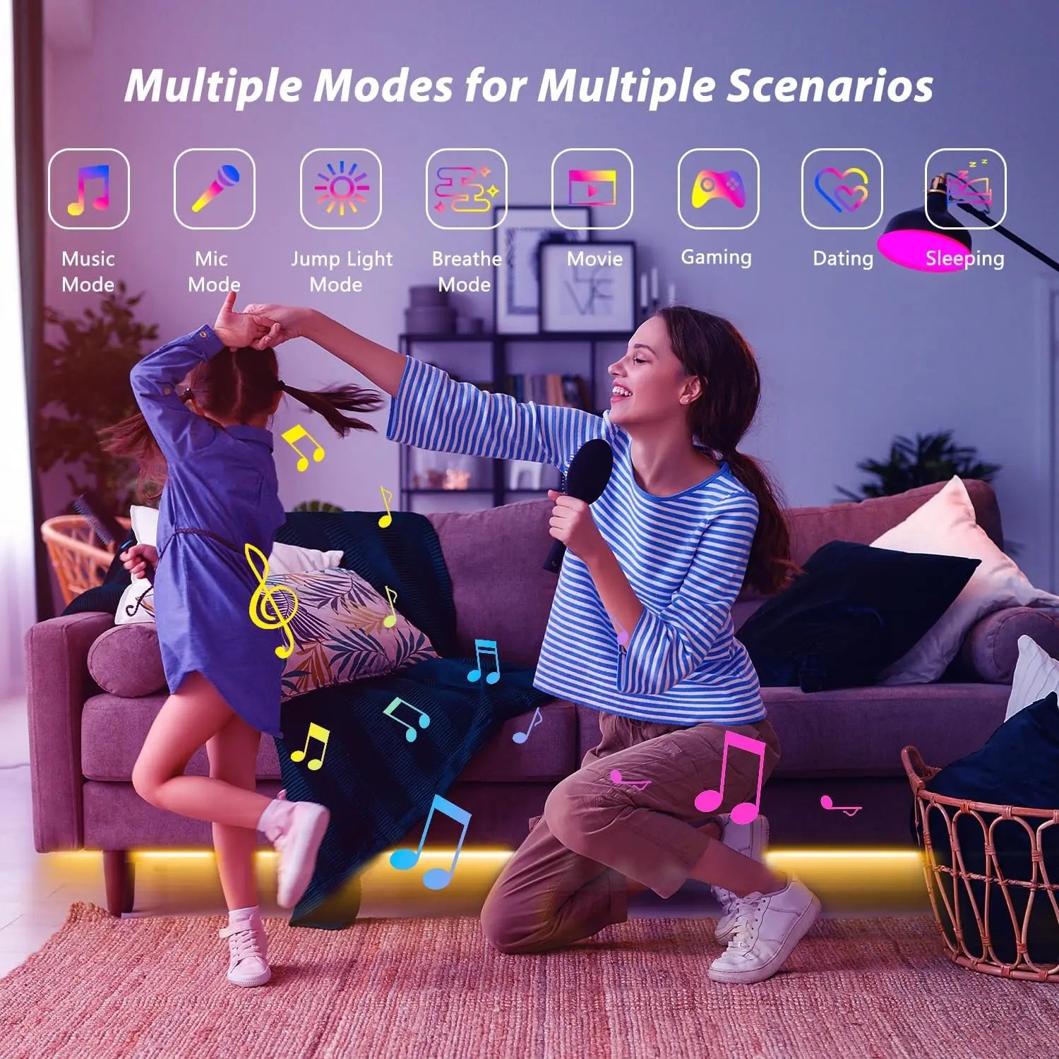 Led Lights for Room Music Sync RGB 5080 Led Strip Lights 10m 20m Flexible Ribbon for Room Bedroom Decor TV Backlights