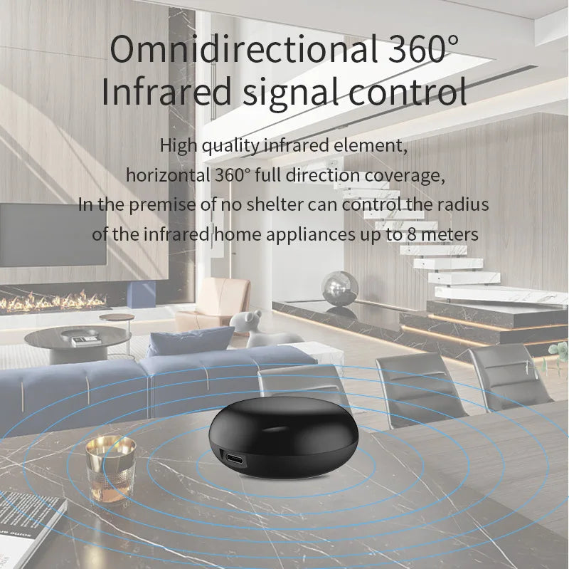 Tuya Smart Universal IR Remote Control, supports Wi-Fi and Bluetooth connectivity, voice control, and remote control