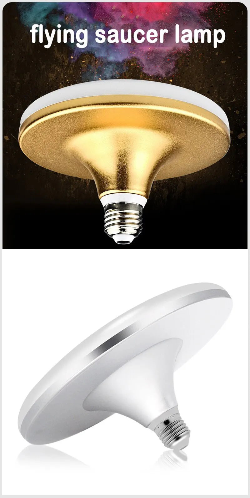 LED Bulb 220V E27 Base Household Energy Saving Lamp 15W Indoor Lighting Flying Saucer Light 6500k Ceiling Lamp Garage UFO Lamp