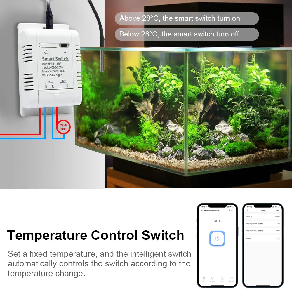 Smart Temperature Humidity Wifi Switch 10A 2000W Intelligent Monitoring Thermostat Compatible with Ewelink Alexa Google Home