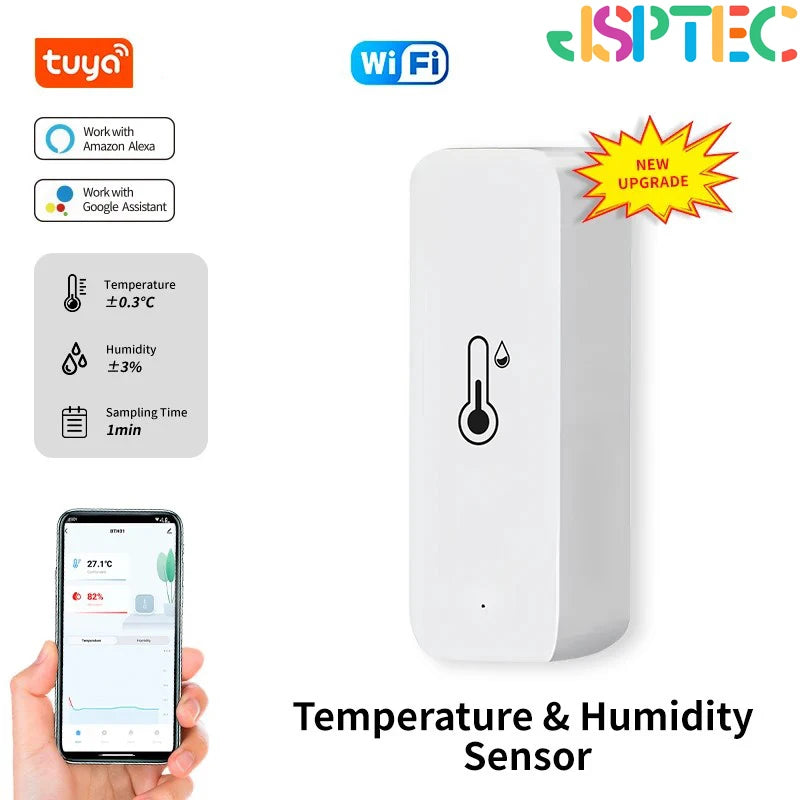 Tuya WiFi Temperature and Humidity Smart Home Thermometer Hygrometer APP Remote Alarm Work with Alexa Google Home