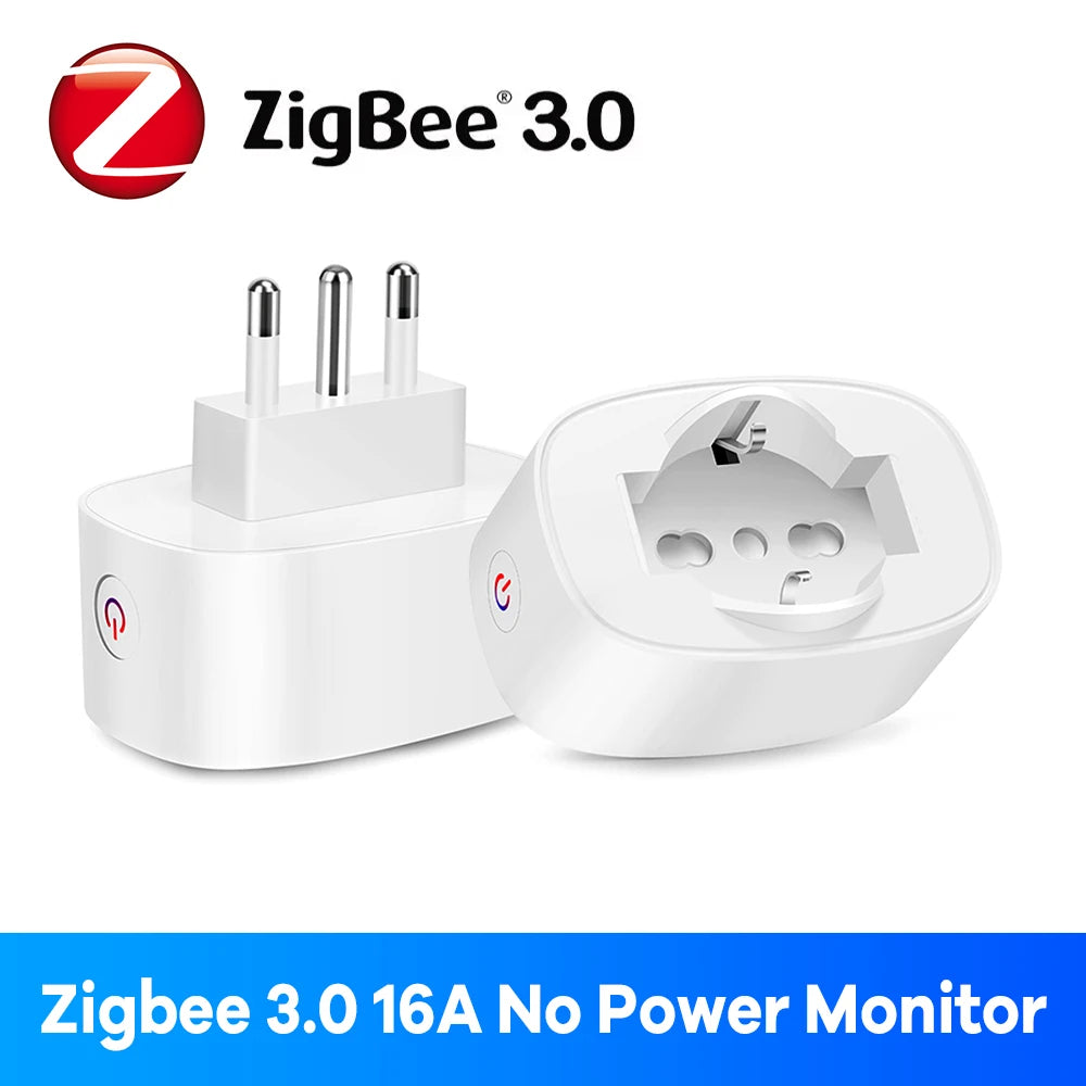 Italian Chilean Plug EU Compatible Zigbee Smart Socket BSD60 16A20A Power Monitor App Remote Control for Alexa Google Assistant