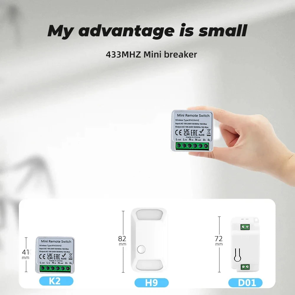 Wireless Smart Switch Light 433MHz 1/2/3Gang 86 Wall Panel Switch with Remote Control Mini Relay Receiver for Home Led Light