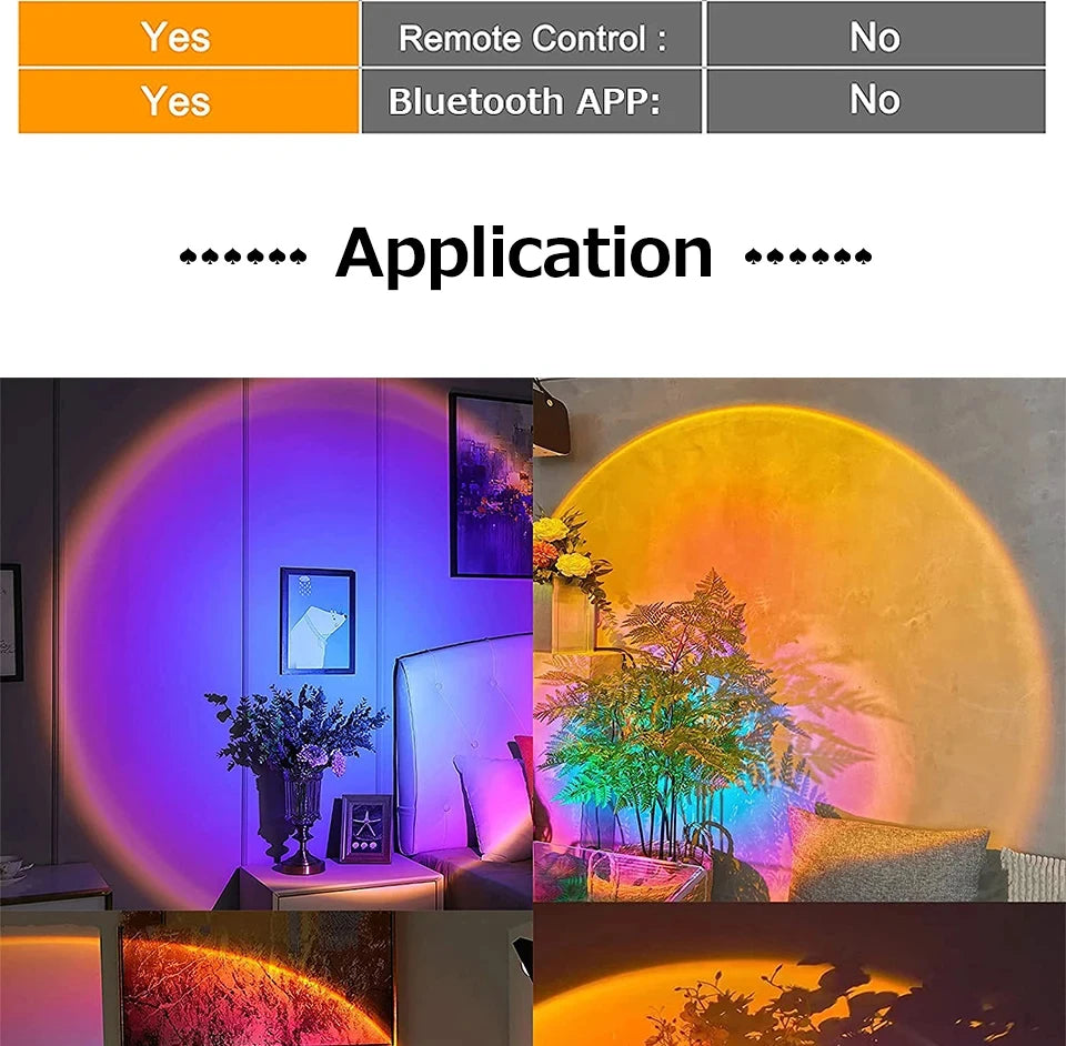 Sunset Projector Lamp Bluetooth Night Light Rainbow Atmosphere Light Room Decor Background Wall Decoration Bedroom Table Lamp