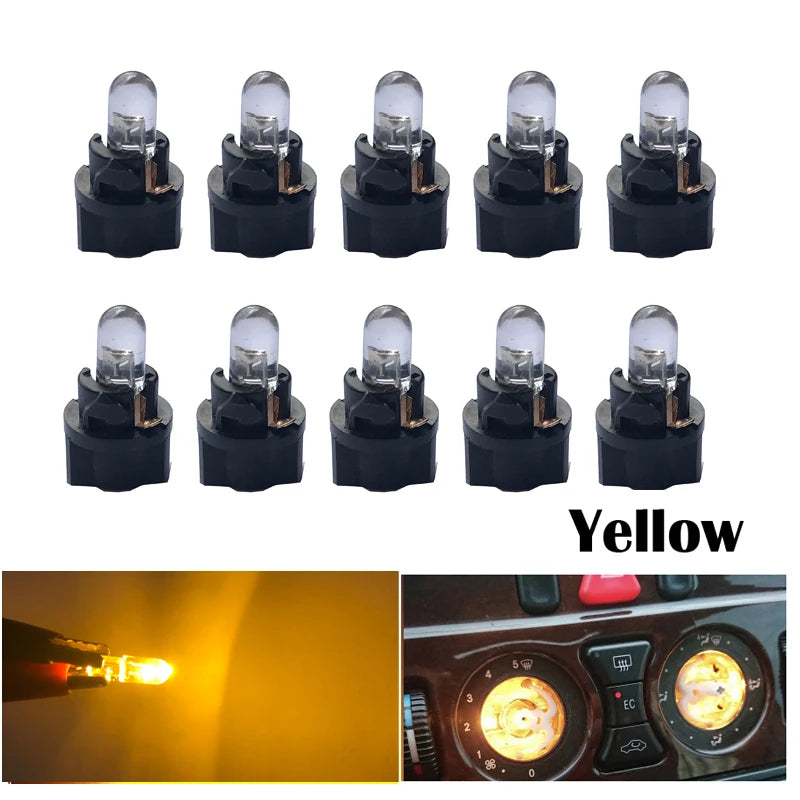 10pcs T5 PC74 B8.5 Led W3W Car Interior Light Dashboard Warming Indicator COB Chip Canbus Auto Instrument Light Wedge Gauge Bulb