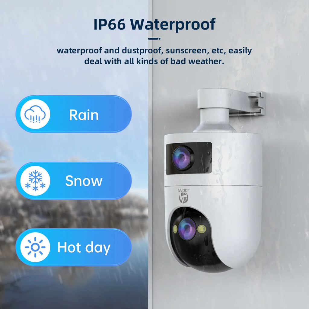 Jooan 4K 8MP Dual Lens Dual Screen IP Camera Wifi Outdoor PTZ Camera AI Auto Tracking CCTV camera Audio Video Surveillance