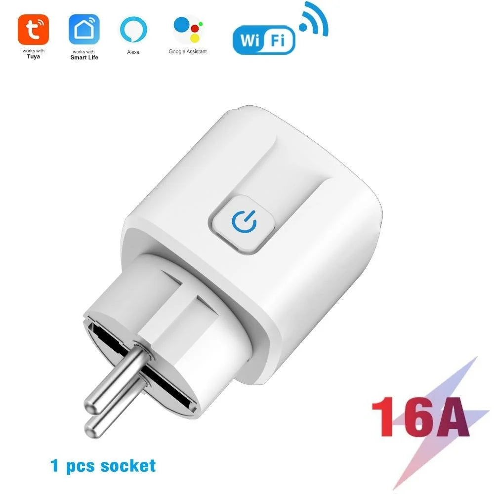 Tuya Zigbee Smart Plug 20A EU Smart Socket With Power Monitoring Timing Function Voice Control Via Alexa Google Home Yandex