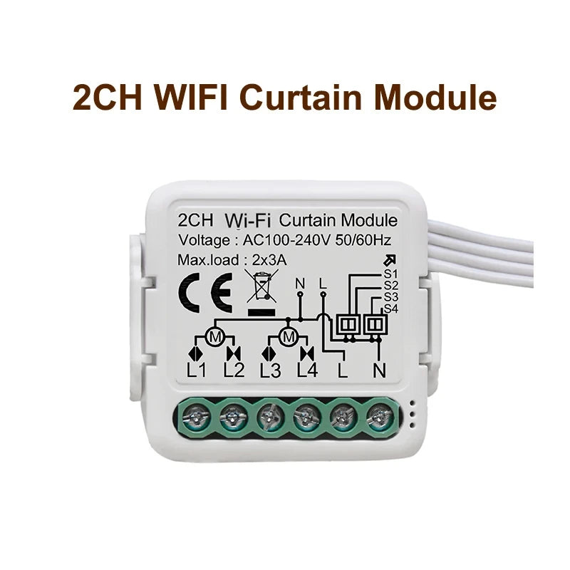 Tuya Smart Wifi Curtain Module Blind Switch for Roller Shutter Electric Motor 1/2 Gang Compatible with Alexa Google Home