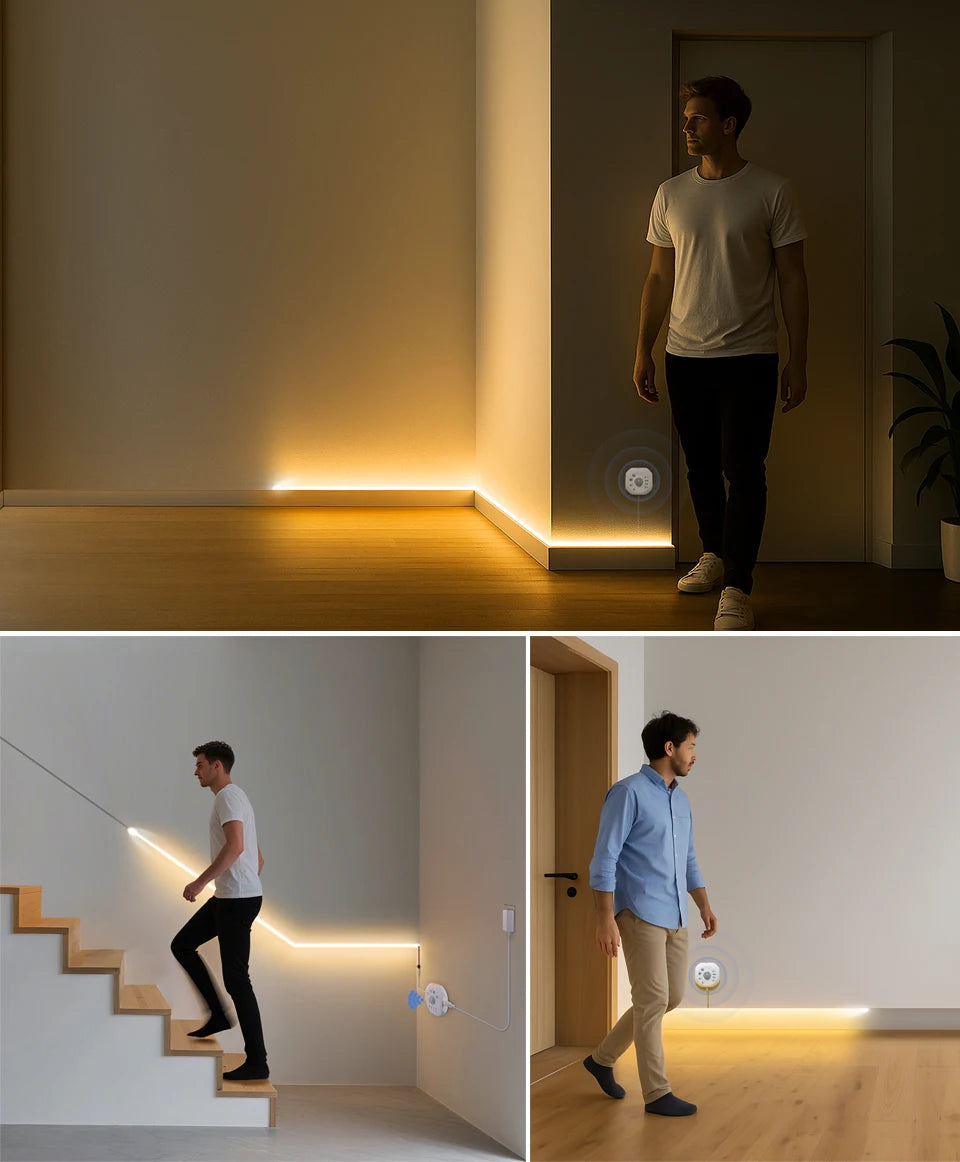 PIR Motion Sensor LED Stairs Night Light WS2811 Pixels Addressable Chasing Strip For Room Staircase Corridor Entrance Lamp Decor
