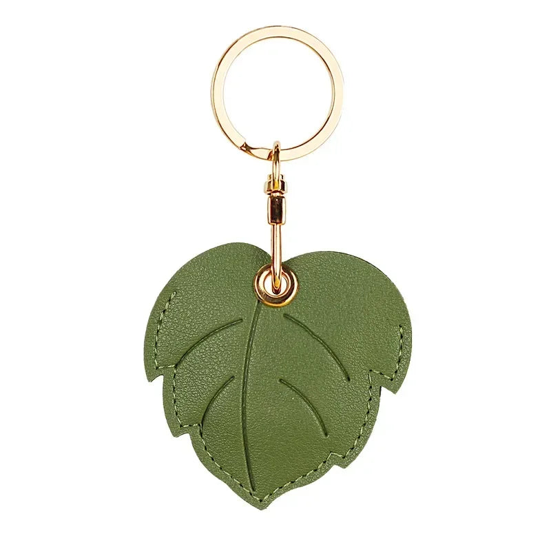 Leather Keychain Holder Case for Apple AirTag Cute Protective Air Tag Cover Keychain Ring Anti-Scratch Finder GPS Tracker Case