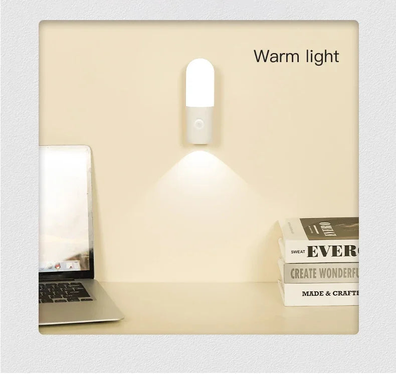 3 Colors Dimmable Spotlights 2 in 1 LED Night Light with Motion Sensor Rechargeable Magnetic Wall Lamp for Bedroom Hallway Stair