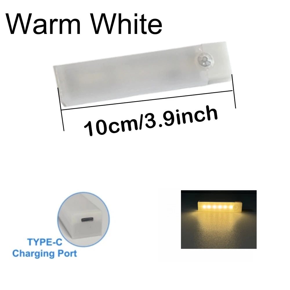 Motion Sensor  Bar  Light Type C Rechargeable Light  LED Magnetic attraction Night Light  for Kitchen Bedside Wardrobe bookcase