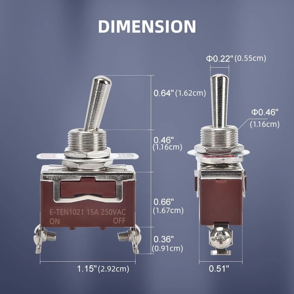 2/4Pcs Marine Waterproof Toggle Switch 12V DC 30A Heavy Duty 250V AC 15A SPST 2 Pin ON Off Switch with Weatherproof Boot Cover