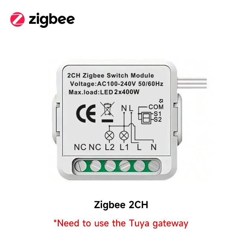 Tuya WiFi/ZigBee Mini Smart Switch 1/2/3/4 Gang Support 2-way Voice Control via Smart Life APP Alexa Google Assistant