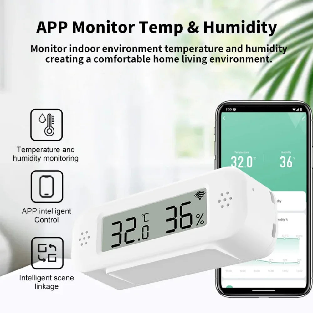 Tuya WiFi Temperature Humidity Sensor For Smart Home Thermometer Hygrometer APP Remote Control Work with Yandex SmartLife Alexa