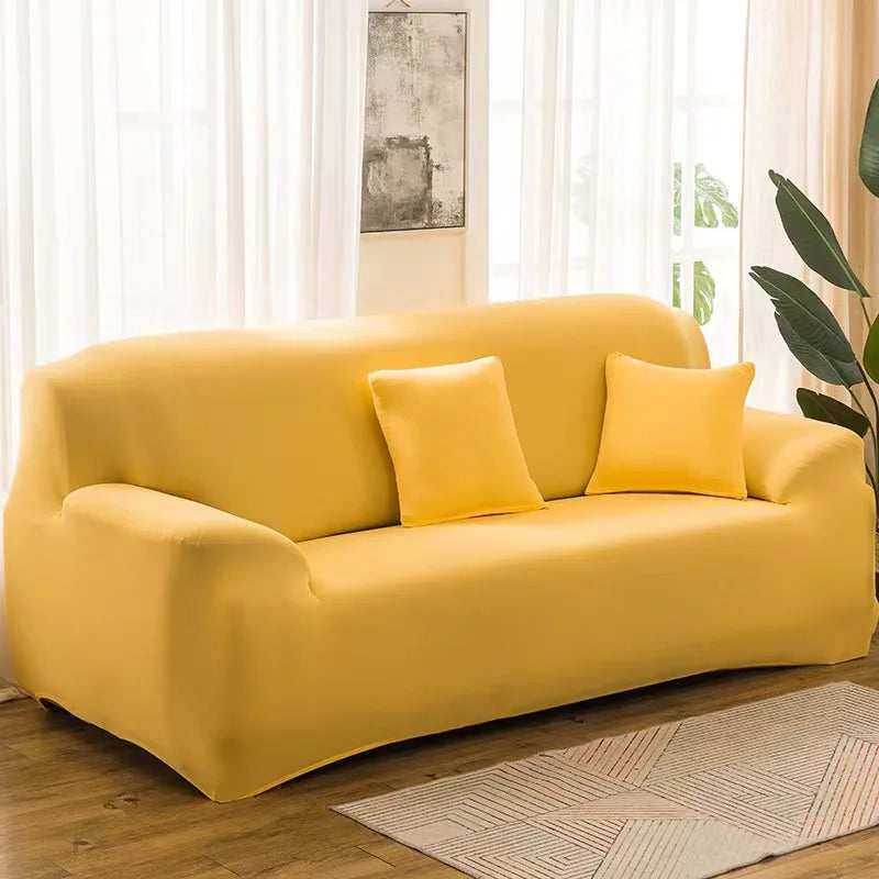Solid Color 1/2/3/4 Seat Sofa Cover Stretch Milk Silk Fabric Couch Covers for Living Room Sectional Corner Settee Slipcovers 1PC
